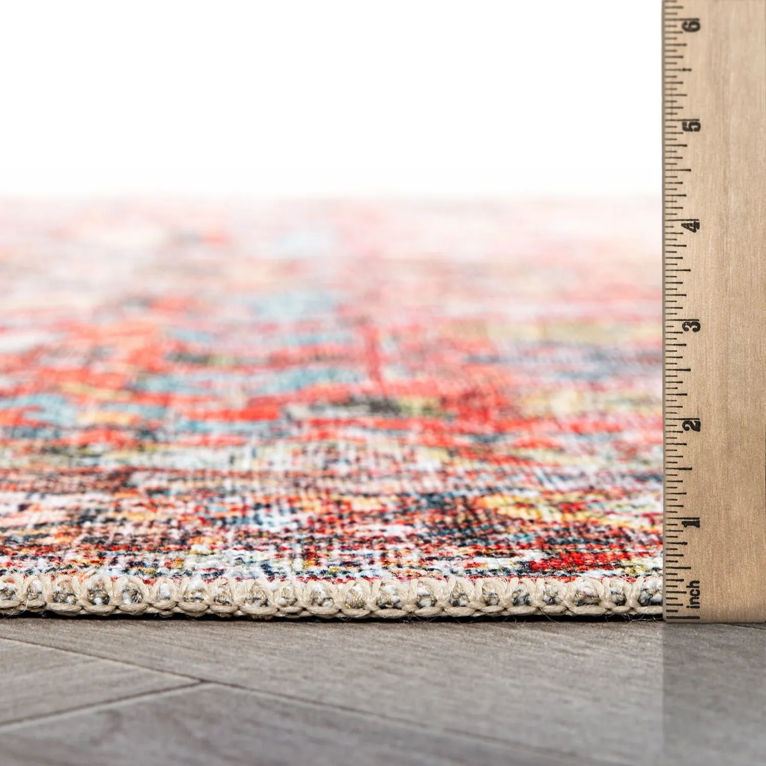 World Rug Gallery Transitional Distressed Machine Washable Non Slip Area Rug