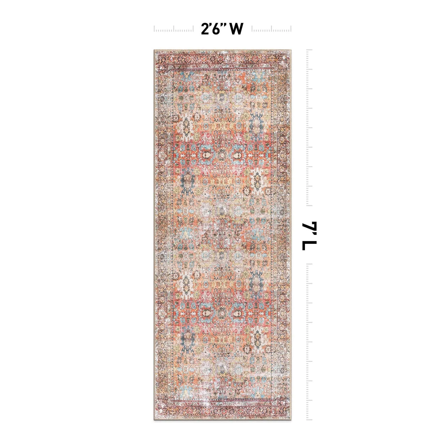 World Rug Gallery Transitional Distressed Machine Washable Non Slip Area Rug