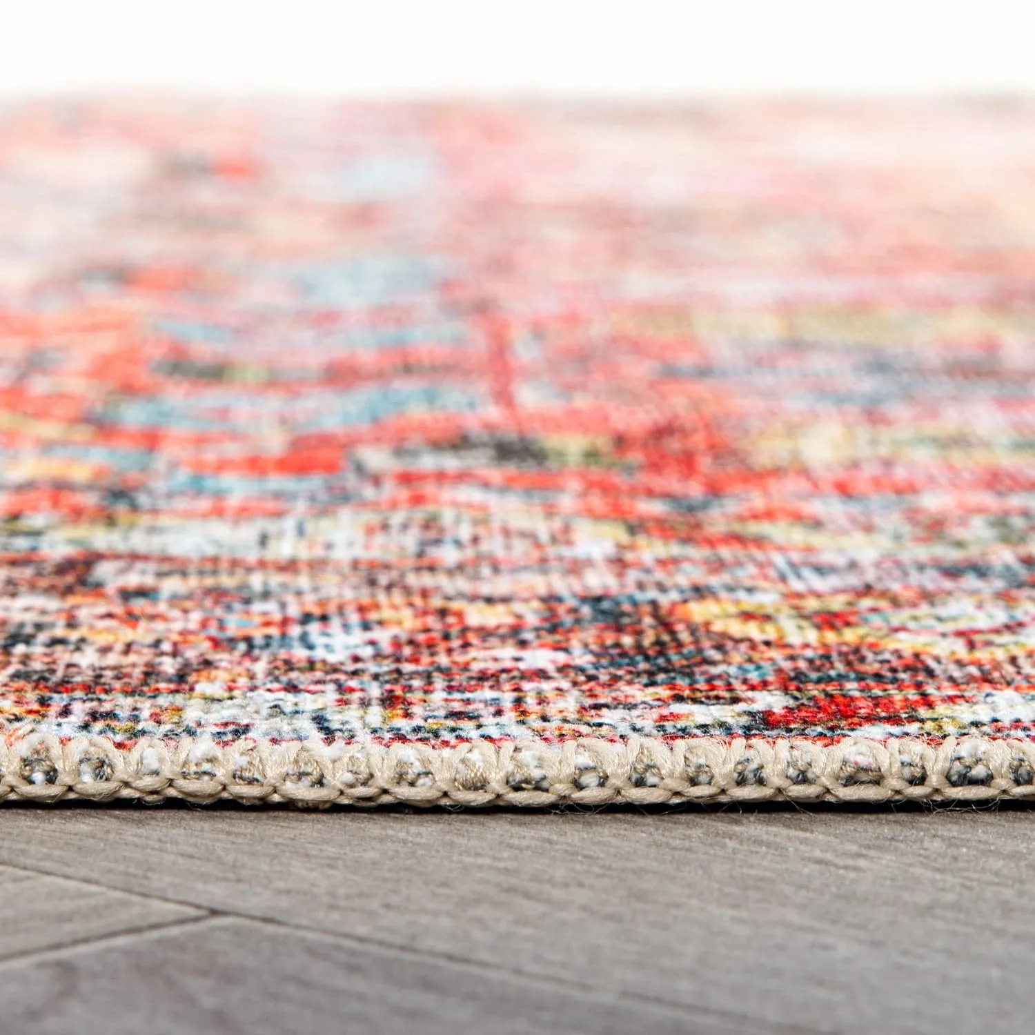 World Rug Gallery Transitional Distressed Machine Washable Non Slip Area Rug