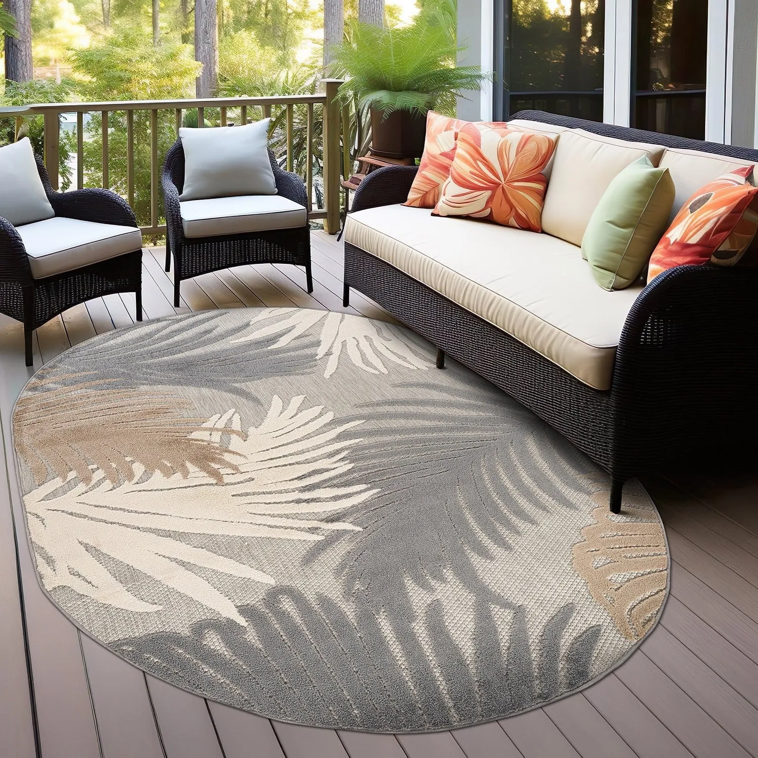 World Rug Gallery Tropical Floral Indoor/Outdoor Area Rug