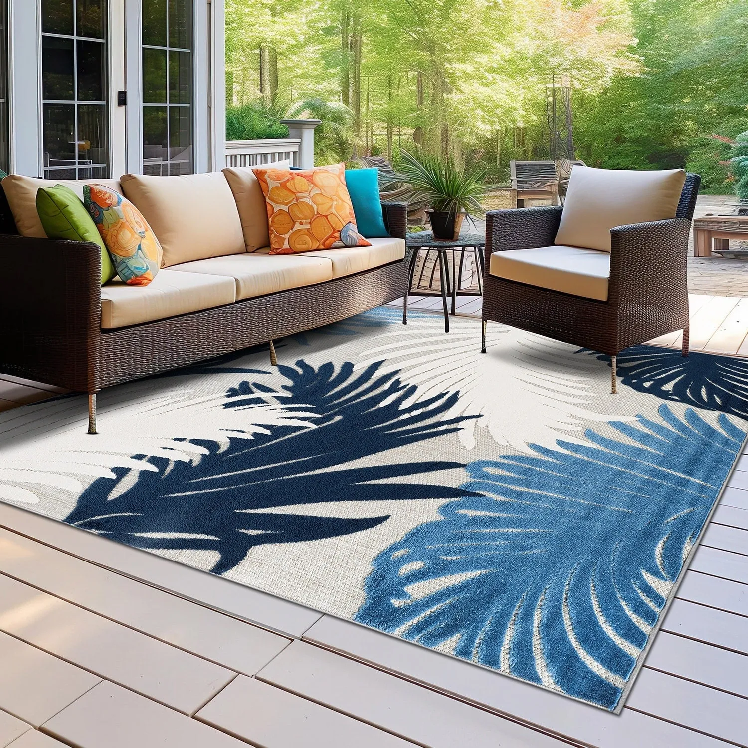 World Rug Gallery Tropical Floral Indoor/Outdoor Area Rug