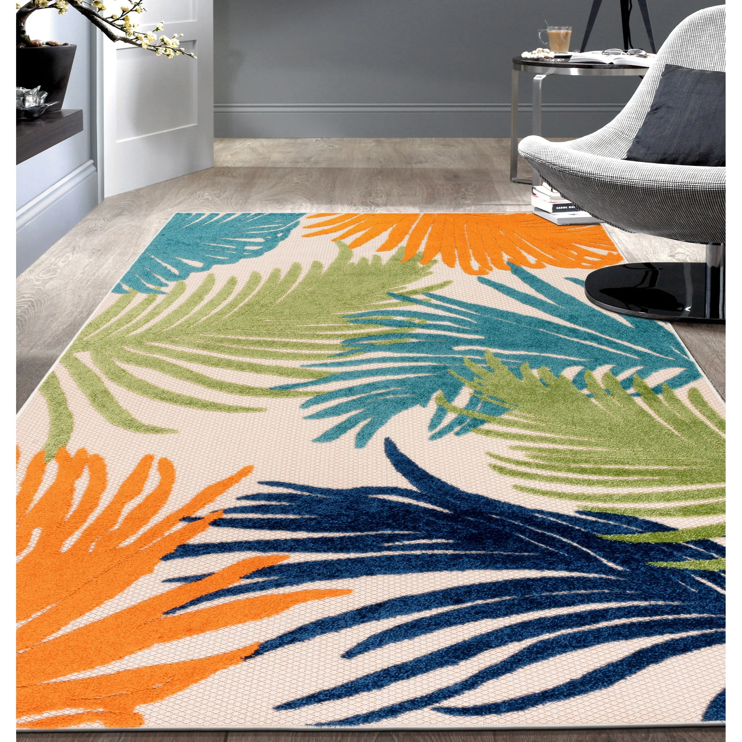 World Rug Gallery Tropical Floral Indoor/Outdoor Area Rug