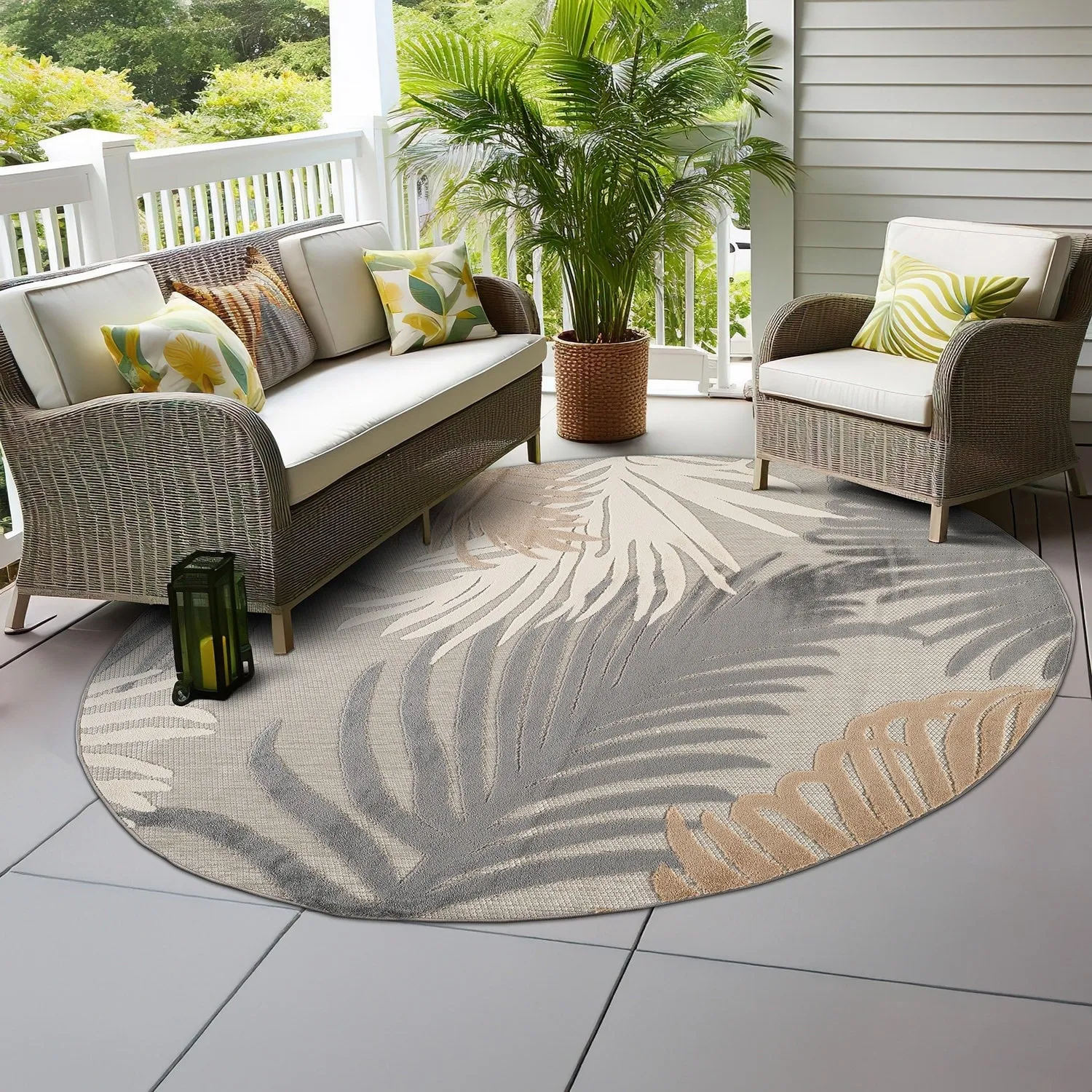 World Rug Gallery Tropical Floral Indoor/Outdoor Area Rug