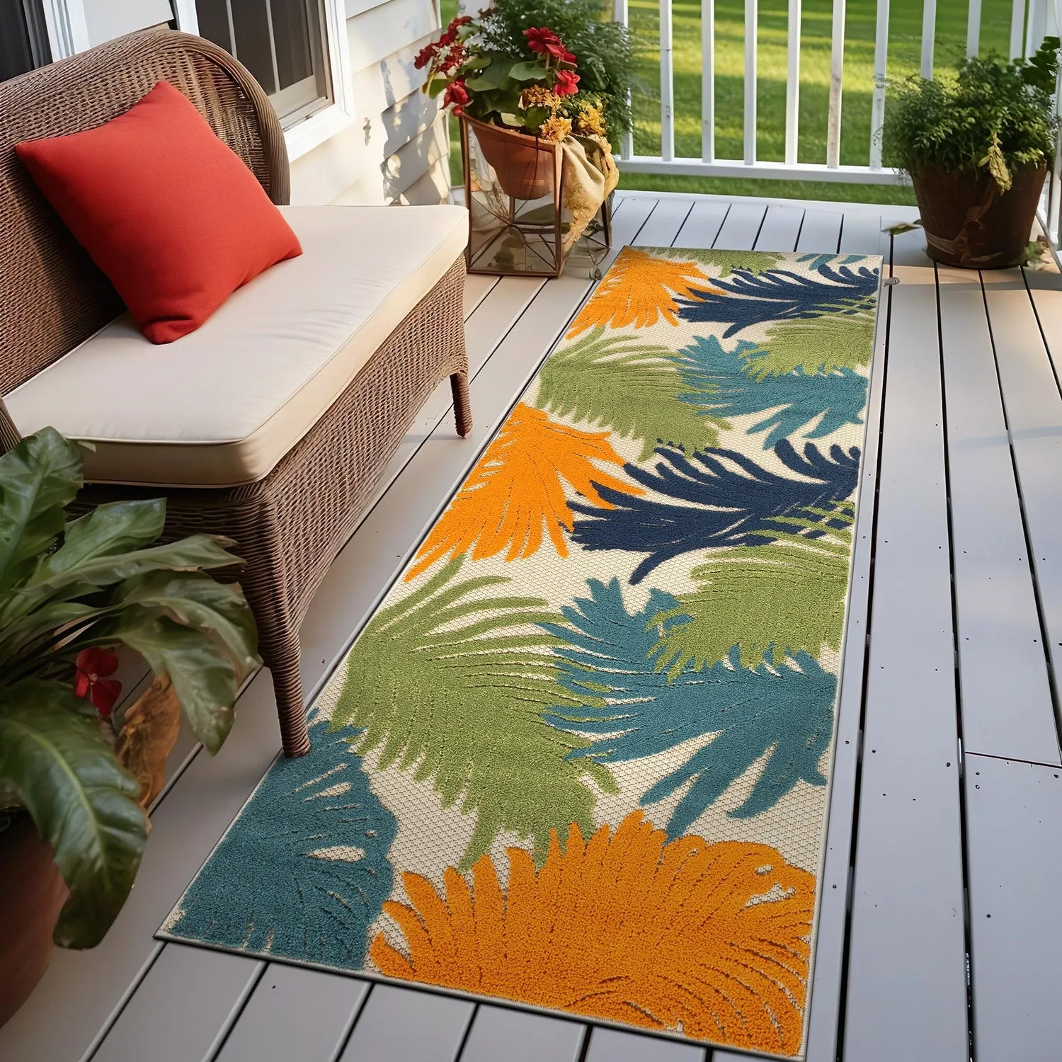 World Rug Gallery Tropical Floral Indoor/Outdoor Area Rug