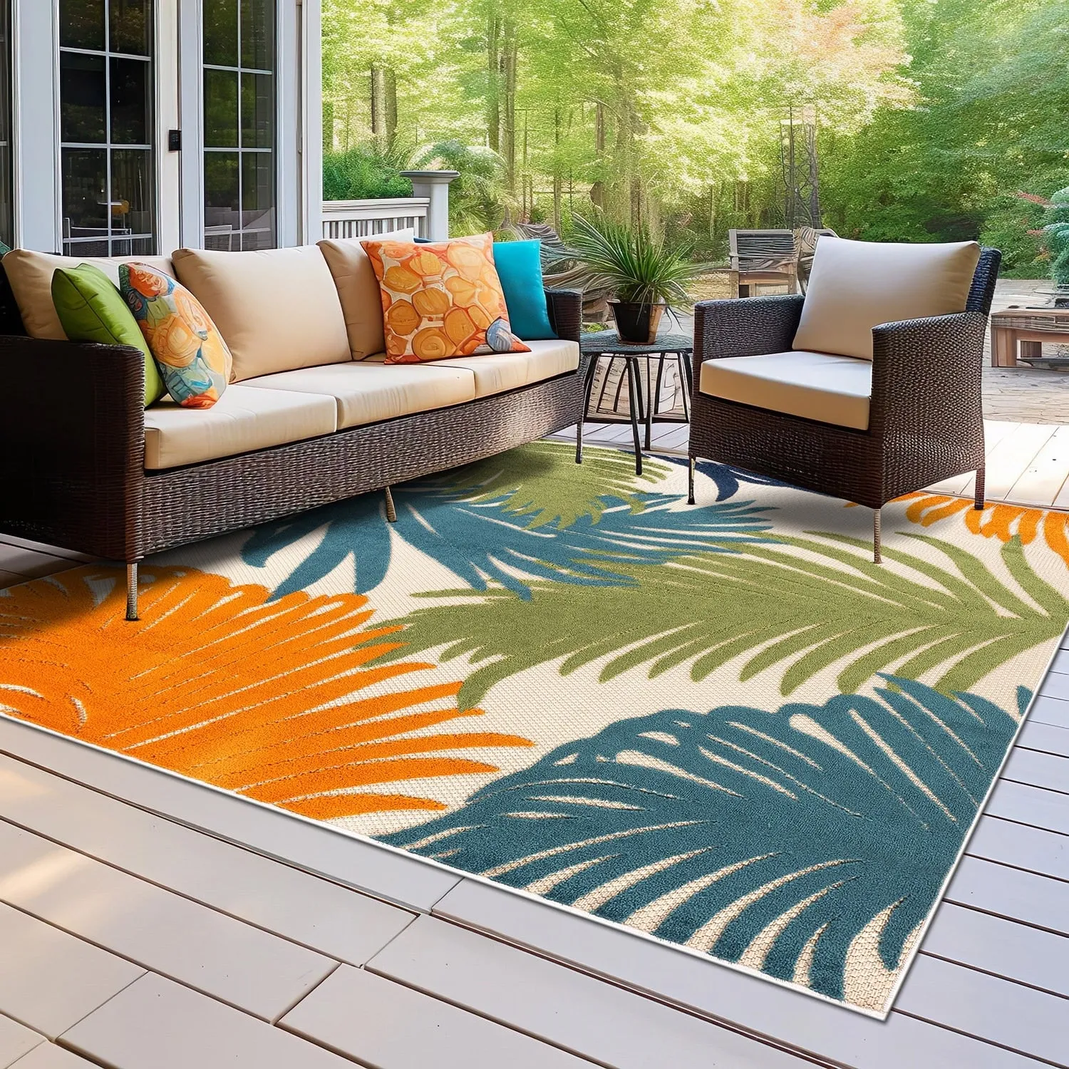 World Rug Gallery Tropical Floral Indoor/Outdoor Area Rug