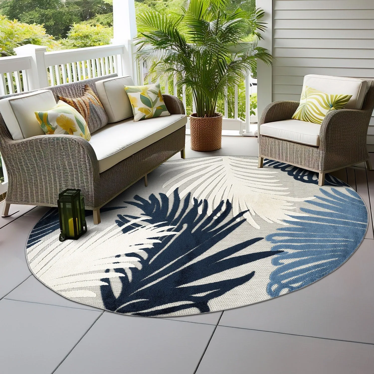 World Rug Gallery Tropical Floral Indoor/Outdoor Area Rug
