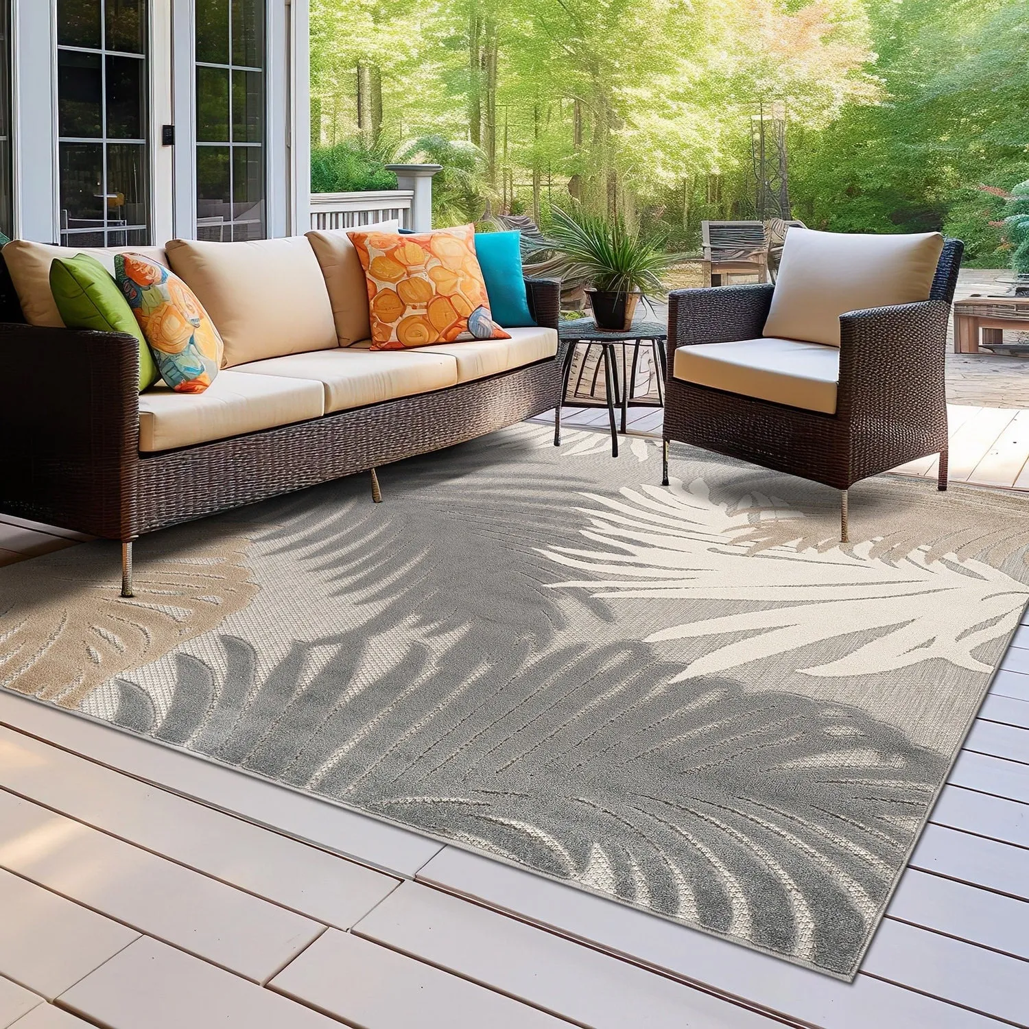 World Rug Gallery Tropical Floral Indoor/Outdoor Area Rug