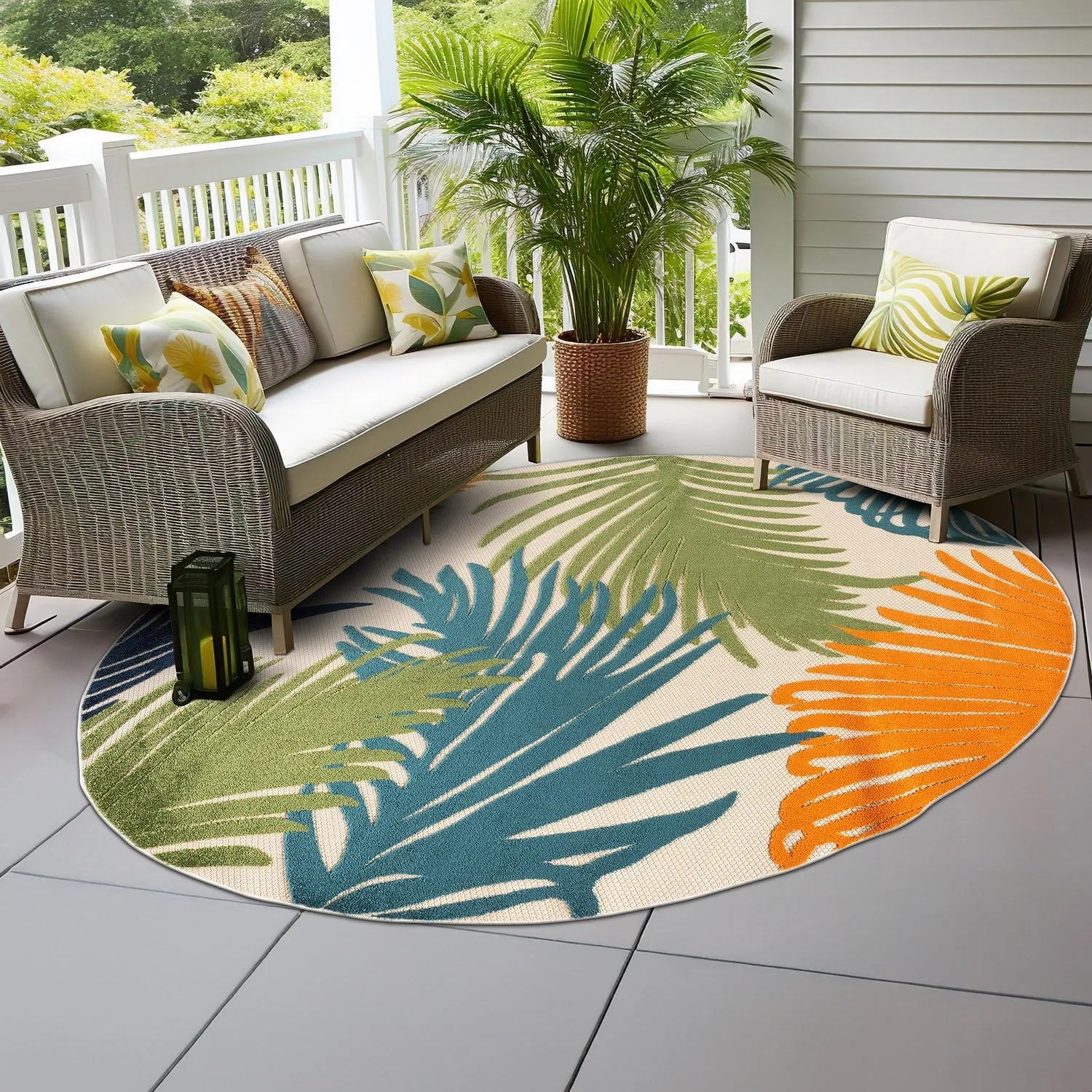 World Rug Gallery Tropical Floral Indoor/Outdoor Area Rug