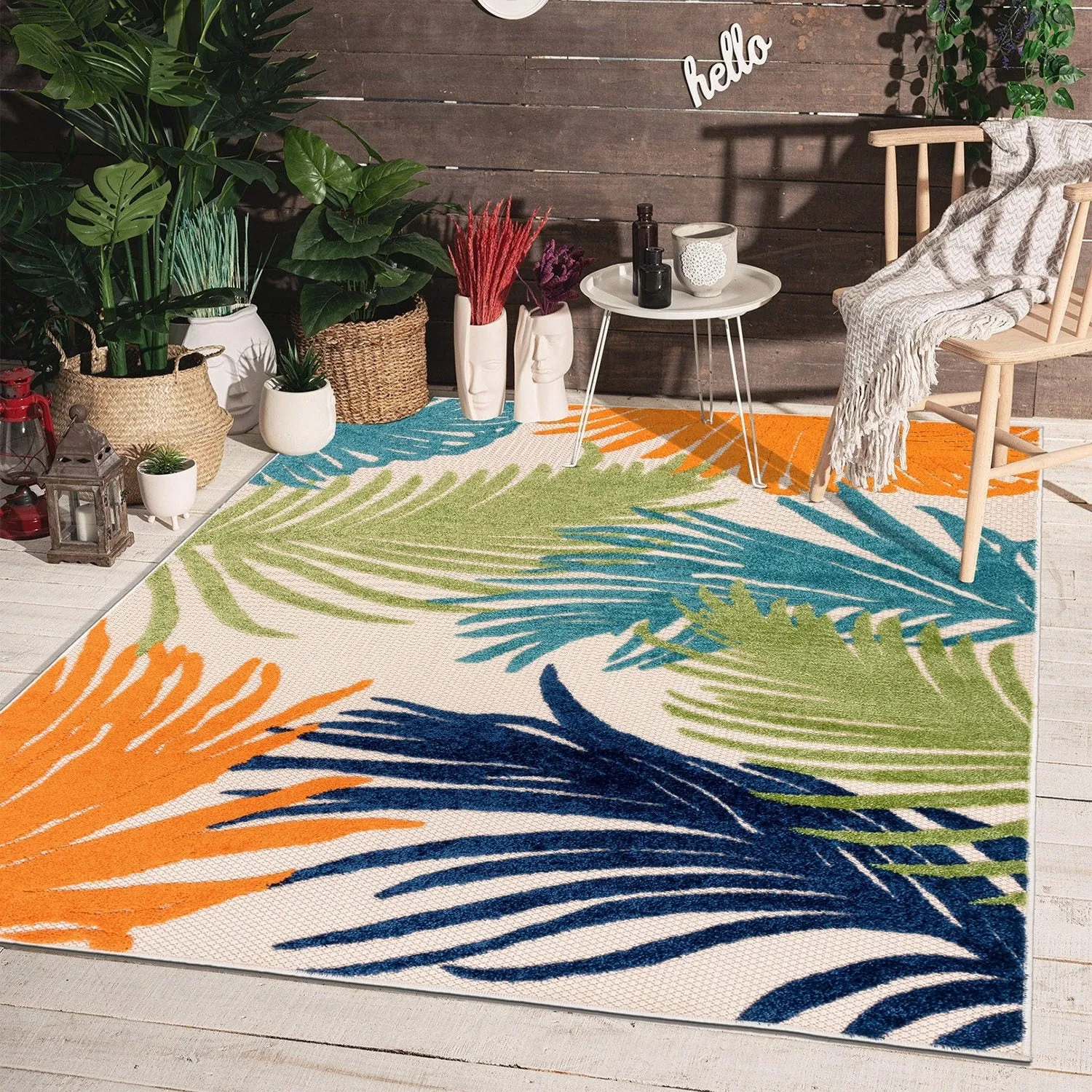 World Rug Gallery Tropical Floral Indoor/Outdoor Area Rug