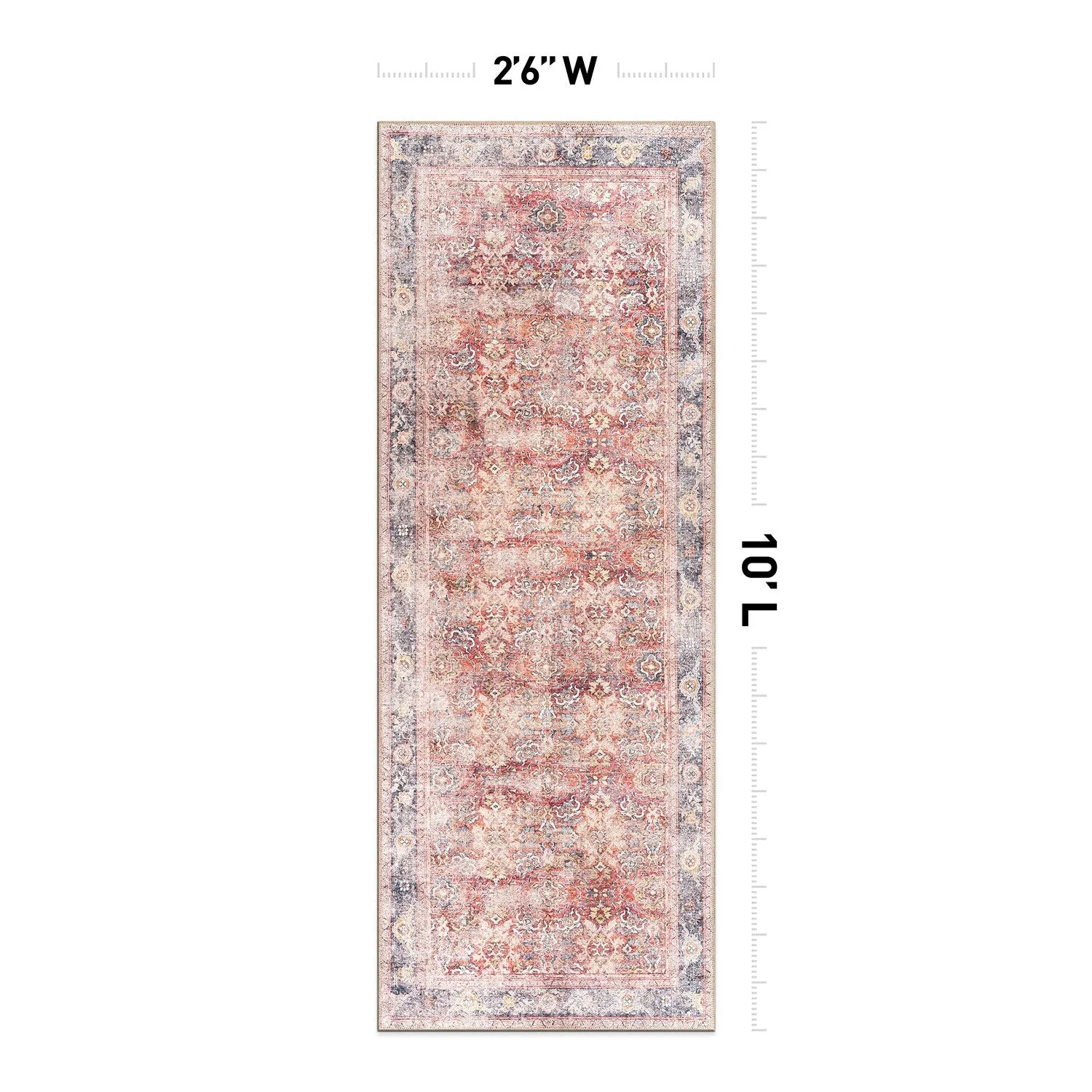 World Rug Gallery Vintage Bordered Machine Washable Non Slip Area Rug