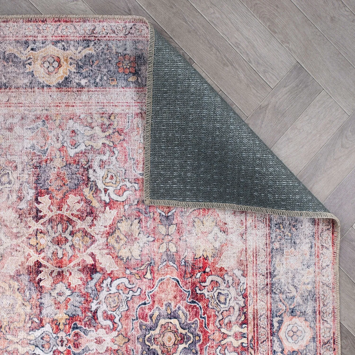 World Rug Gallery Vintage Bordered Machine Washable Non Slip Area Rug