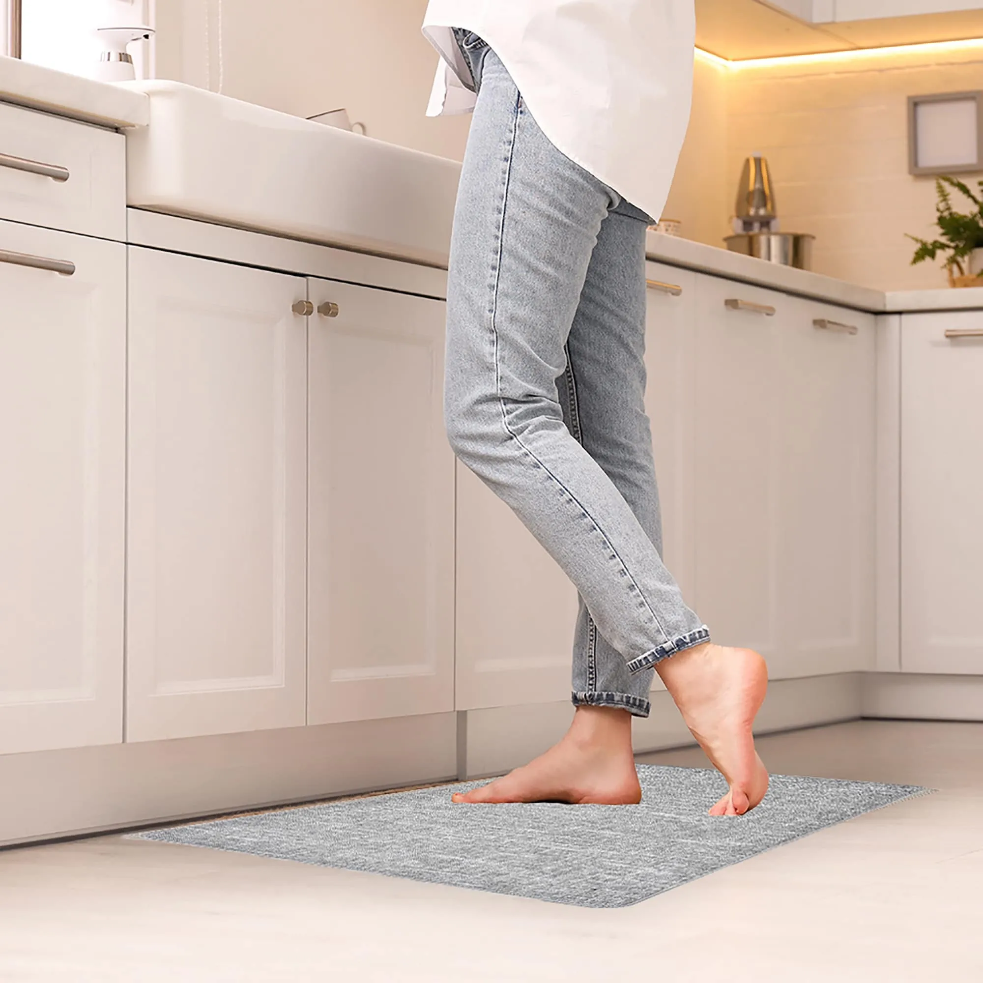 Woven Effect Kitchen Mat Solid Colors