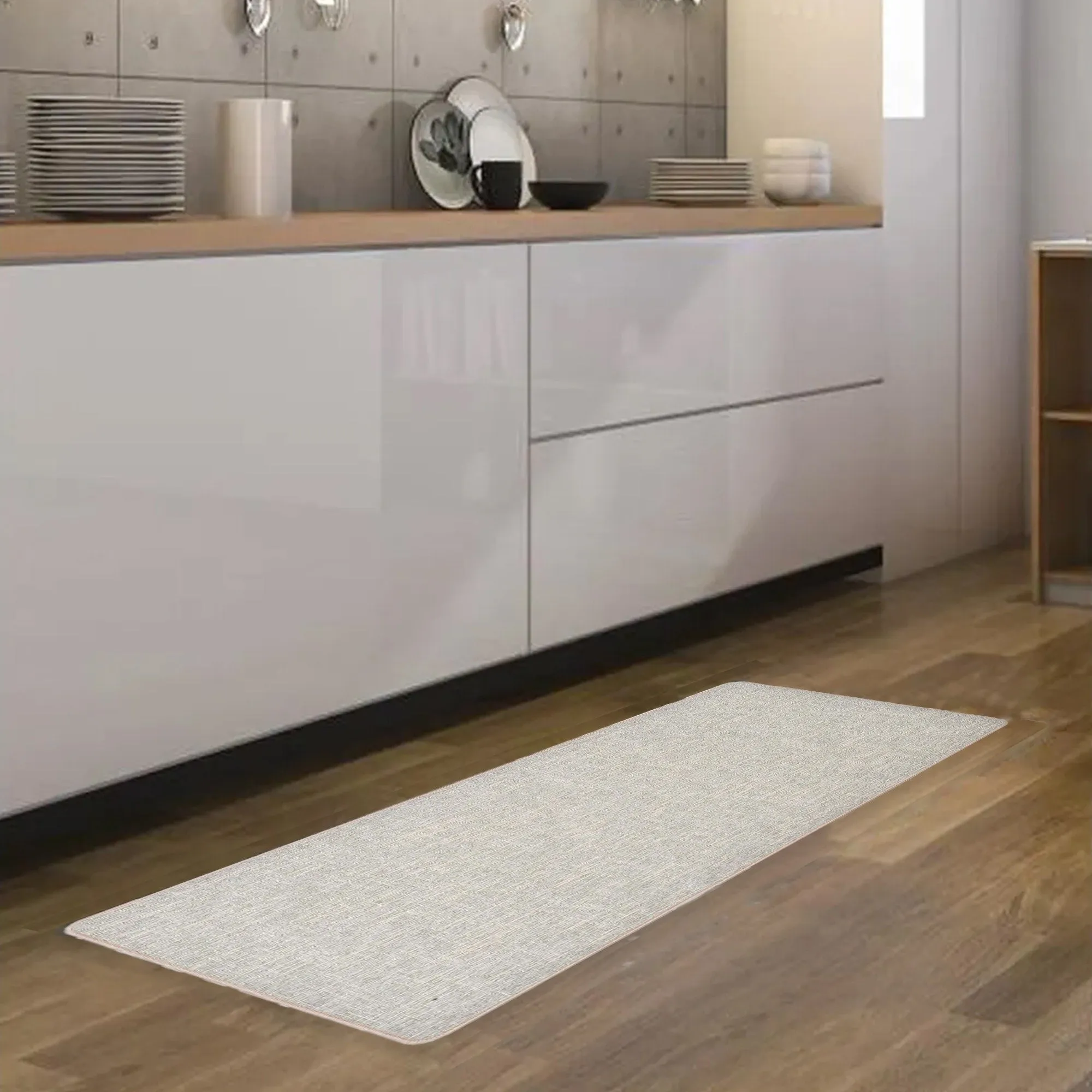 Woven Effect Kitchen Mat Solid Colors