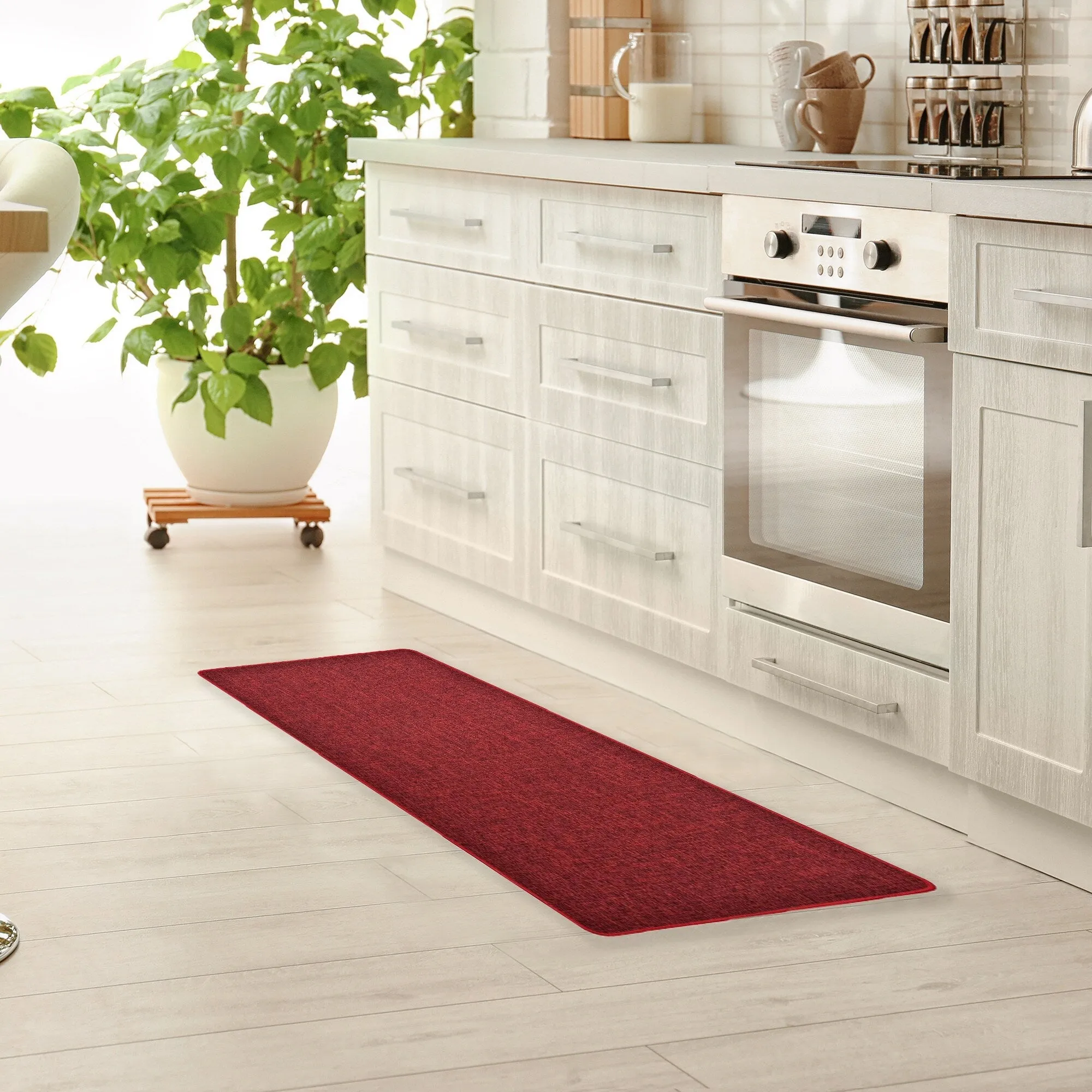 Woven Effect Kitchen Mat Solid Colors