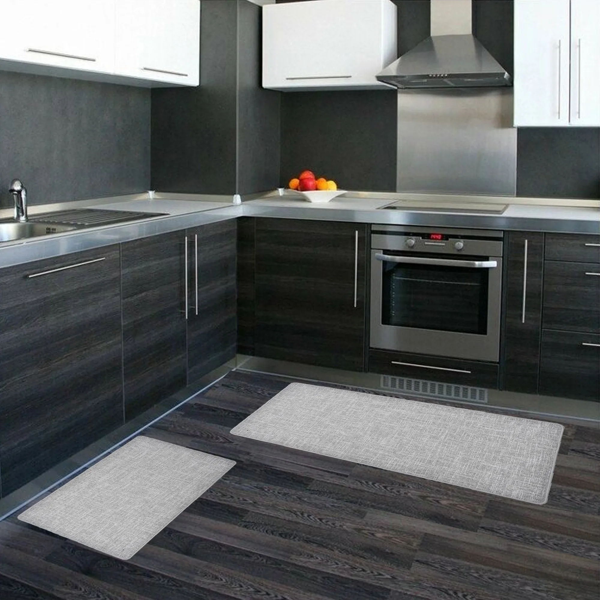 Woven Effect Kitchen Mat Solid Colors