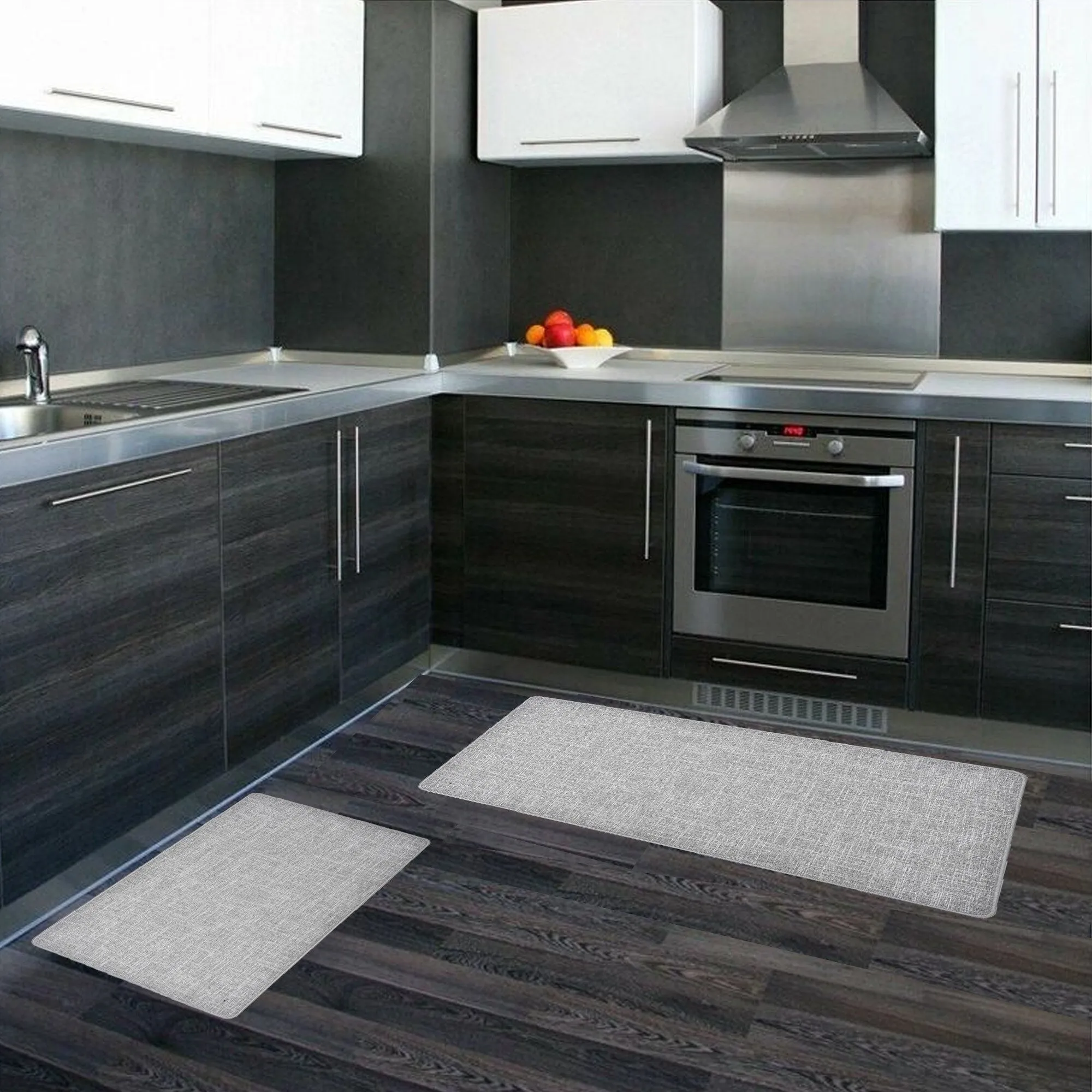 Woven Effect Kitchen Mat Solid Colors