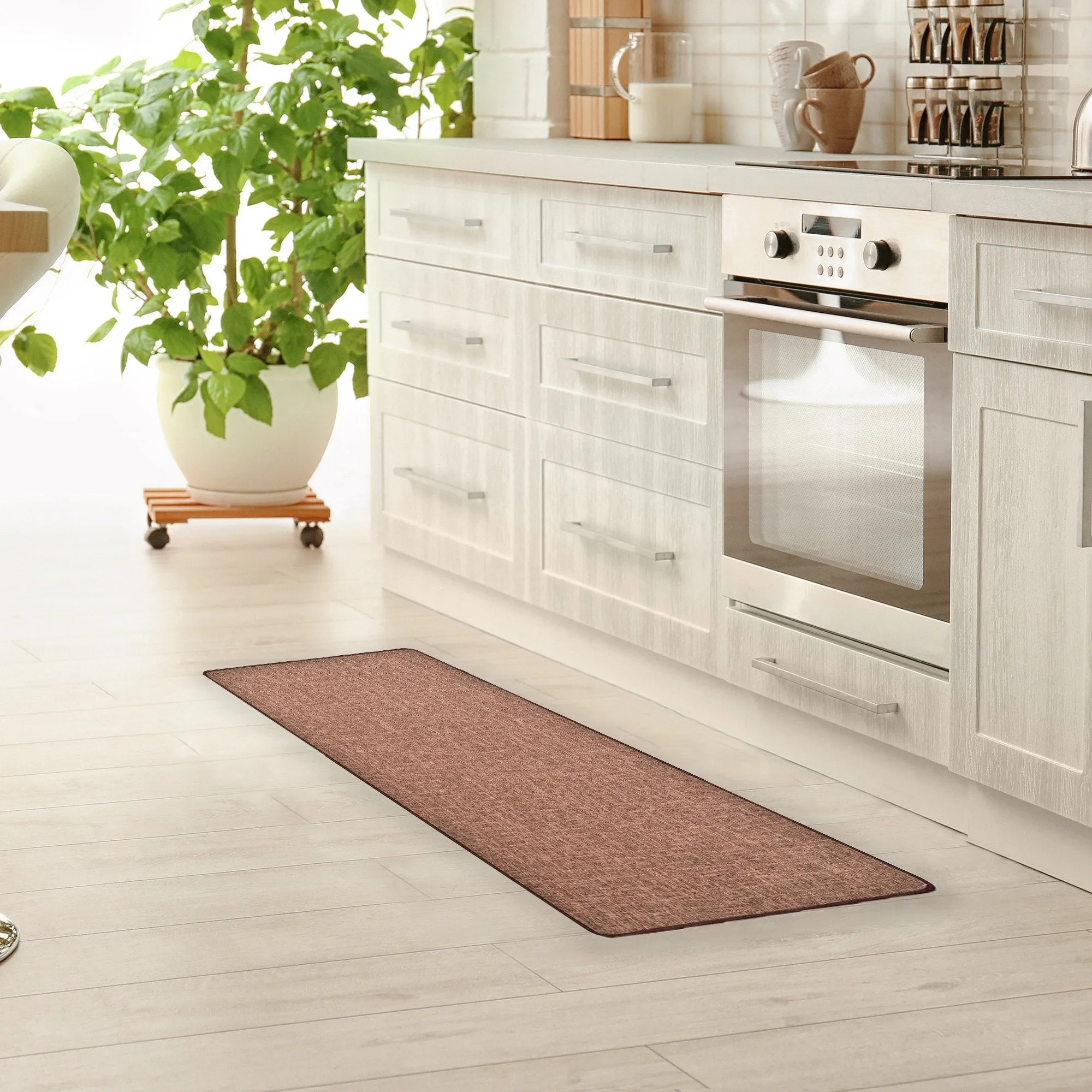 Woven Effect Kitchen Mat Solid Colors