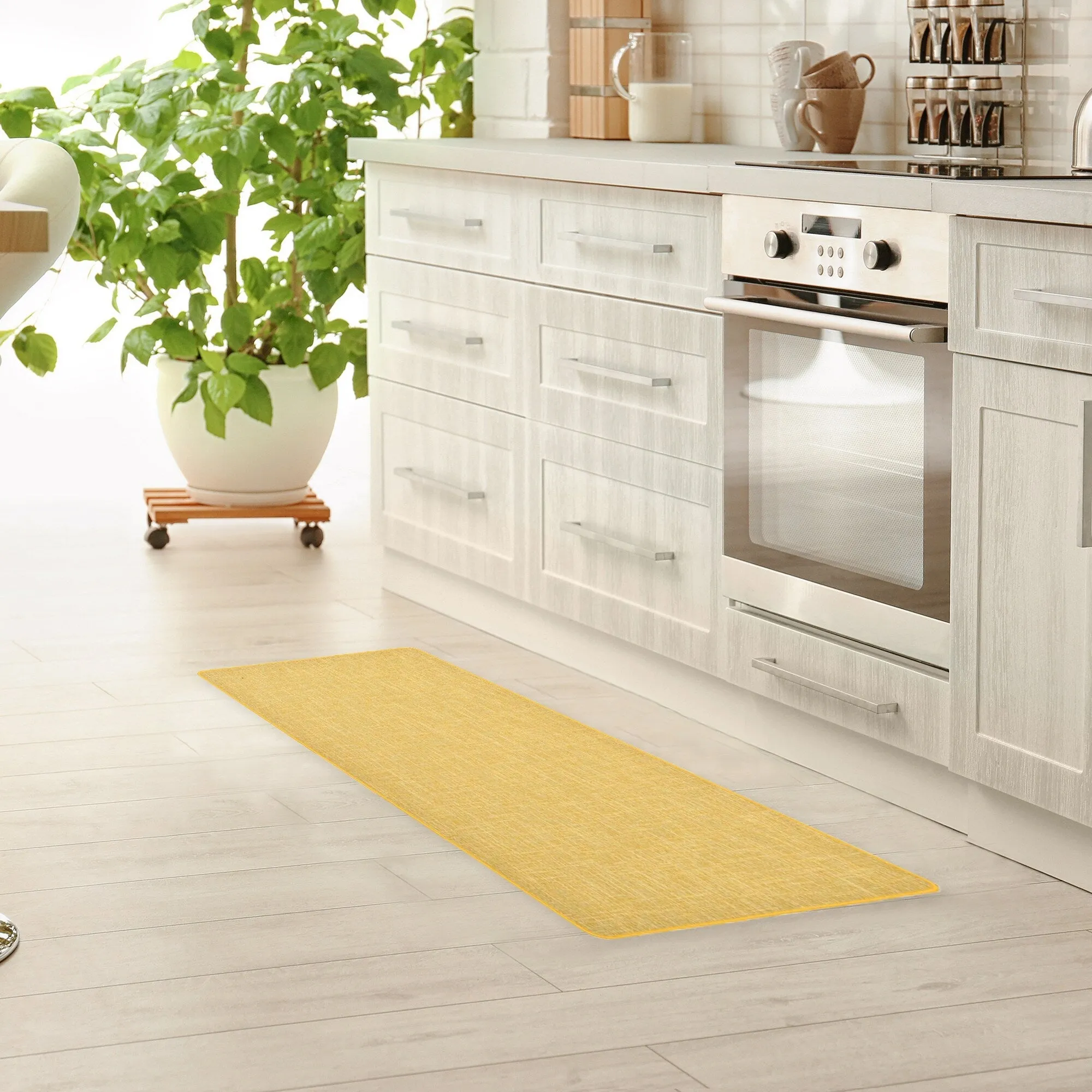 Woven Effect Kitchen Mat Solid Colors