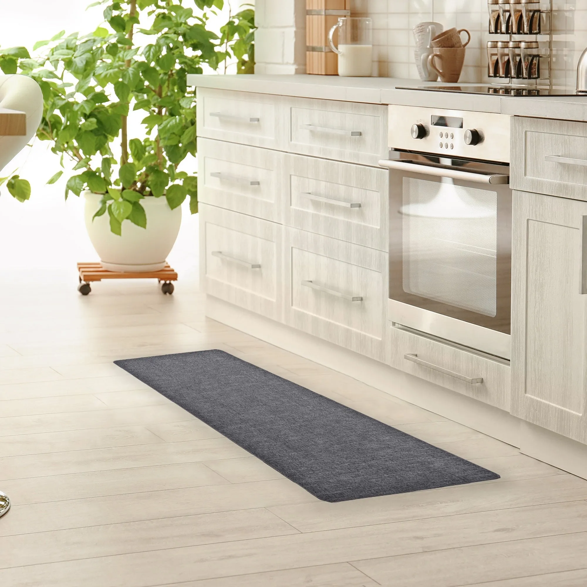 Woven Effect Kitchen Mat Solid Colors