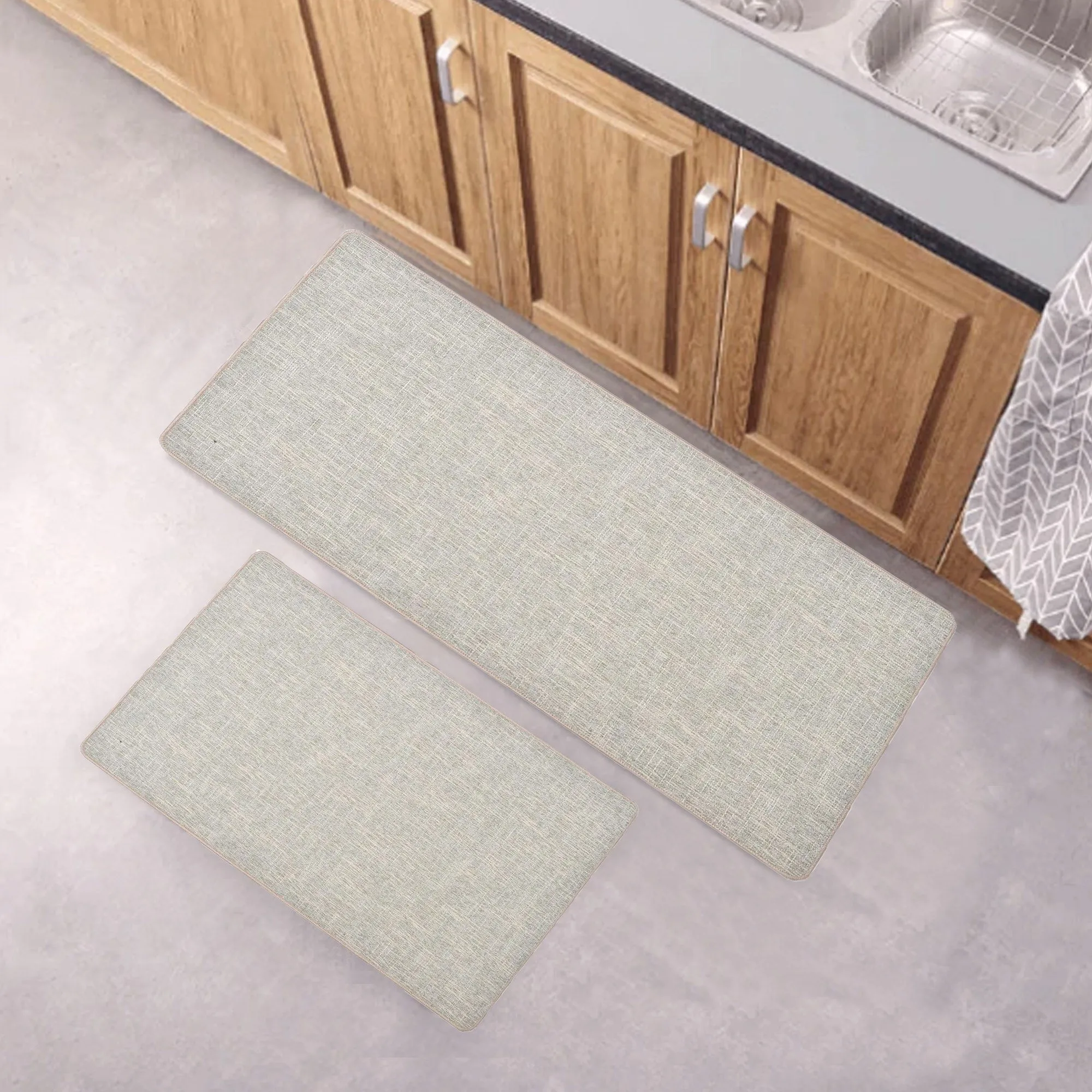 Woven Effect Kitchen Mat Solid Colors