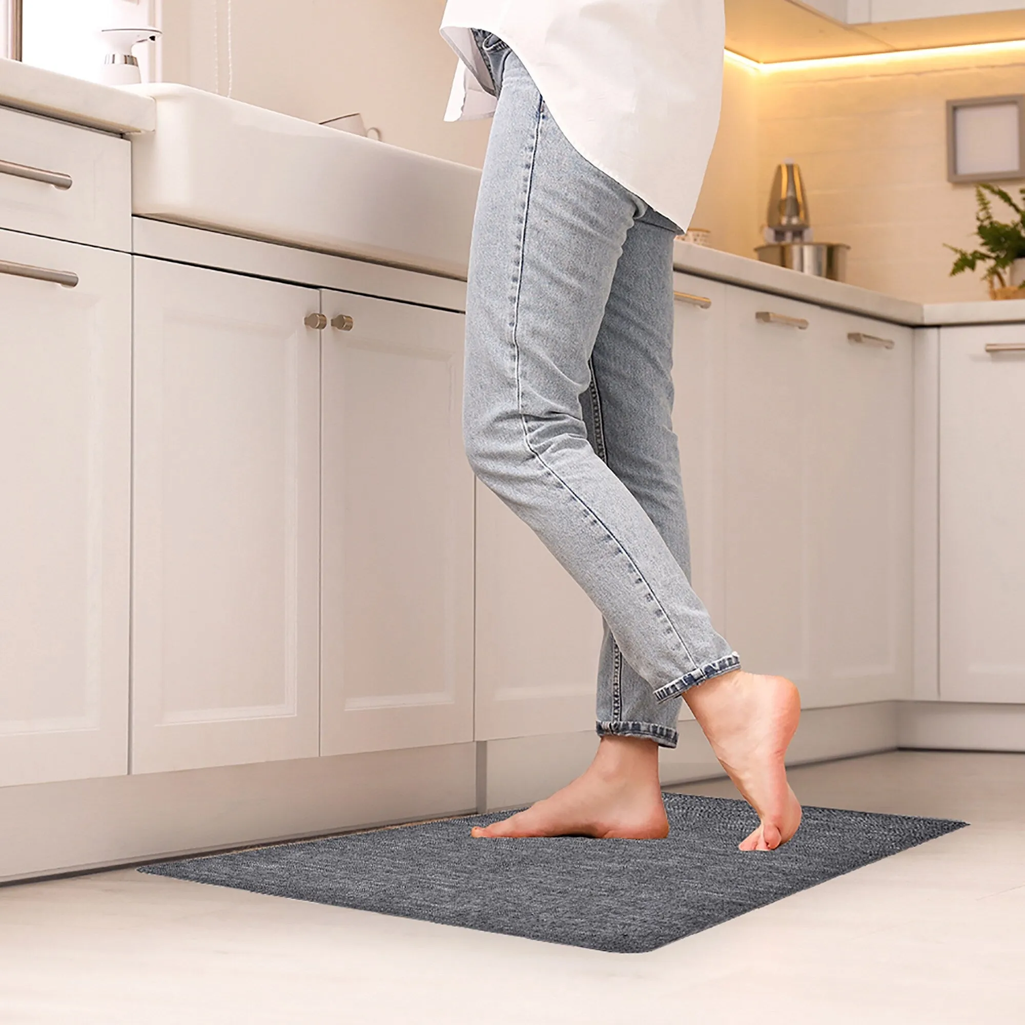 Woven Effect Kitchen Mat Solid Colors