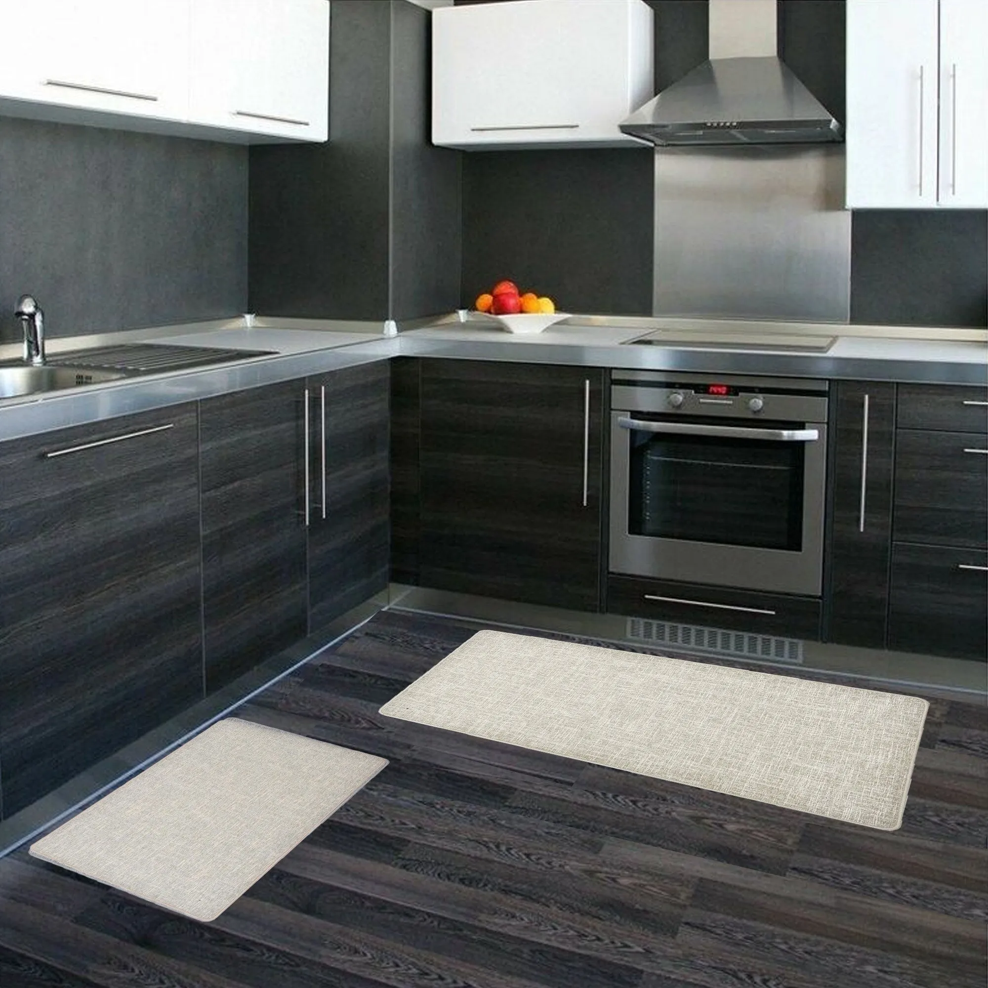 Woven Effect Kitchen Mat Solid Colors