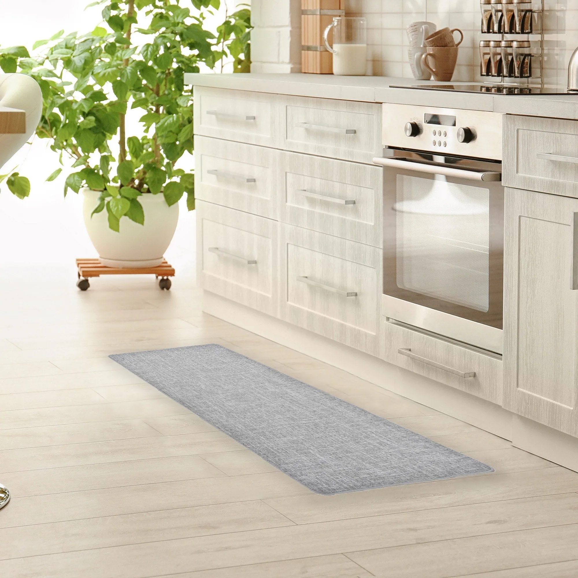 Woven Effect Kitchen Mat Solid Colors